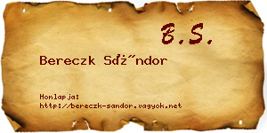 Bereczk Sándor névjegykártya